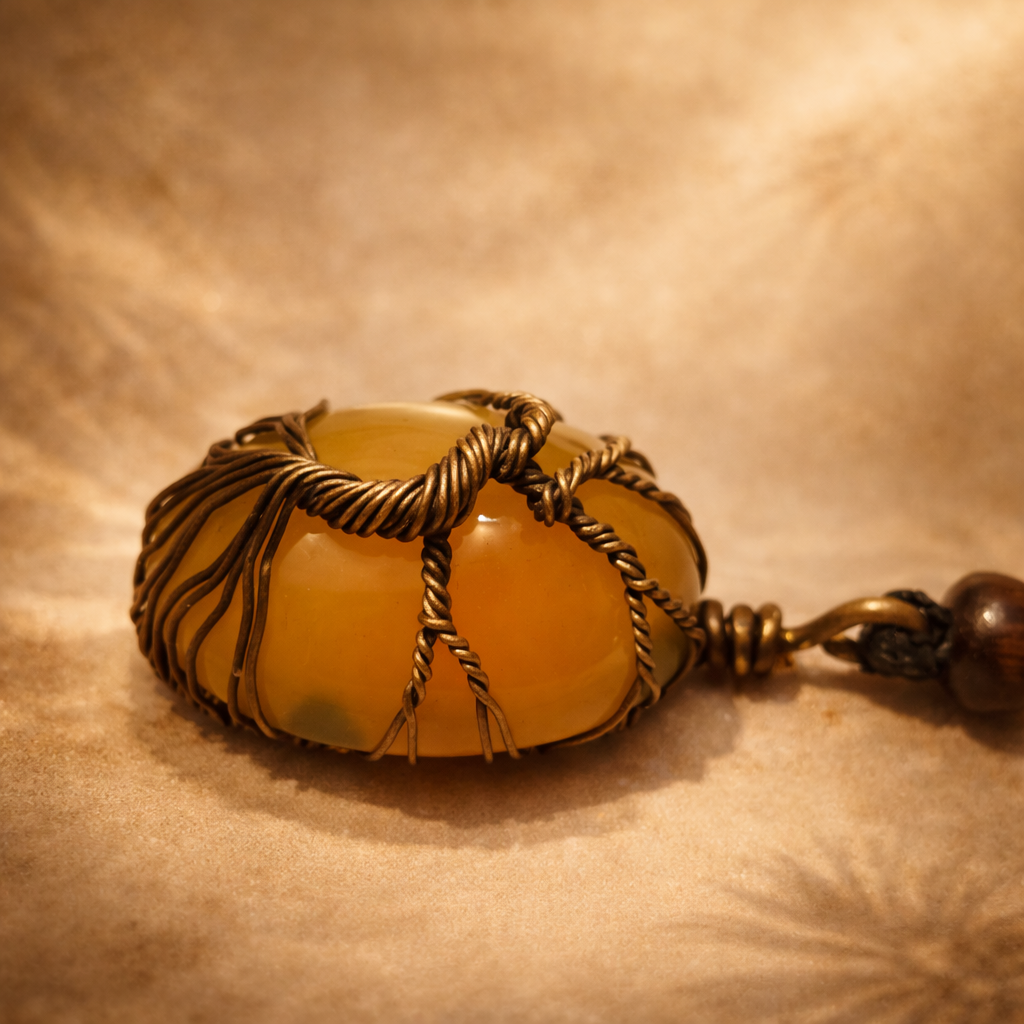 Naszyjnik z naturalnym żółtym agatem