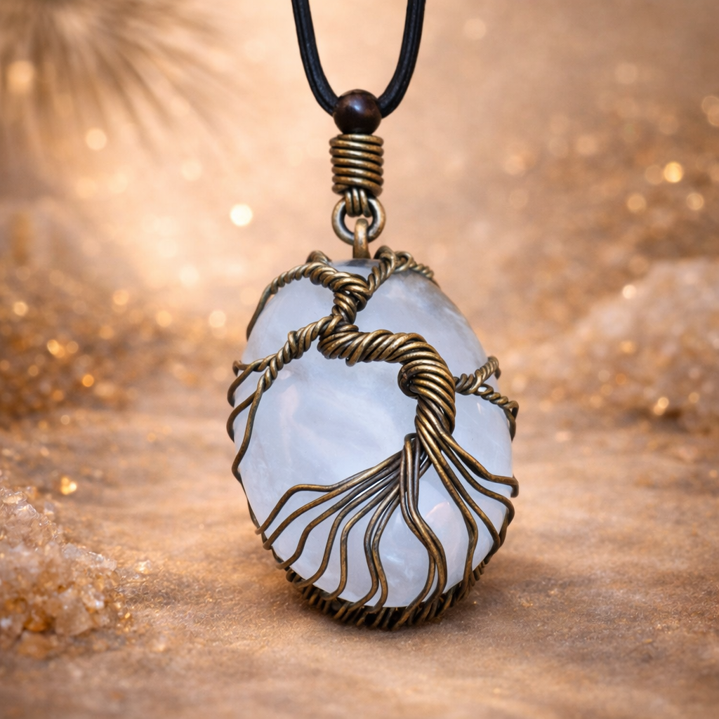 Naszyjnik z naturalnym kwarcem mlecznym